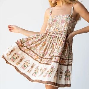 NATURAL LIFE Floral Mini Dress - Pink, Green, Brown